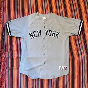 Vintage 2000s Y2k New York Yankees Gray Road Jersey NY Korea